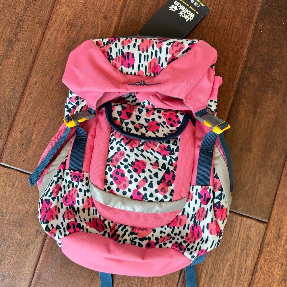Jack Wolfskin Kids Explorer backpack - Pink with blue and pink print